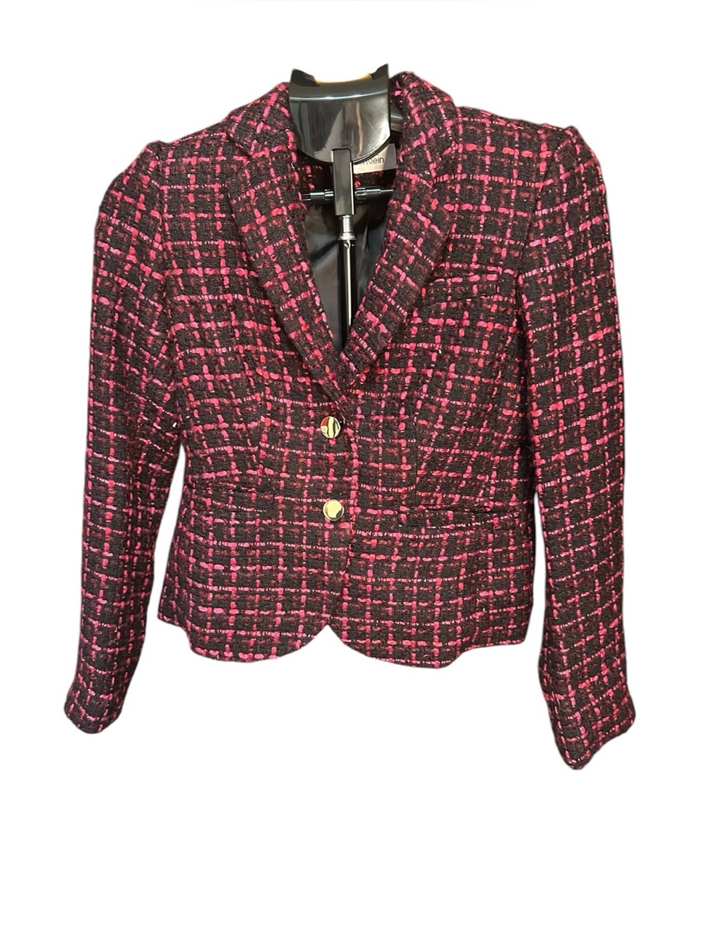 Calvin Klein Pink & Black Tweed Blazer Size 6P